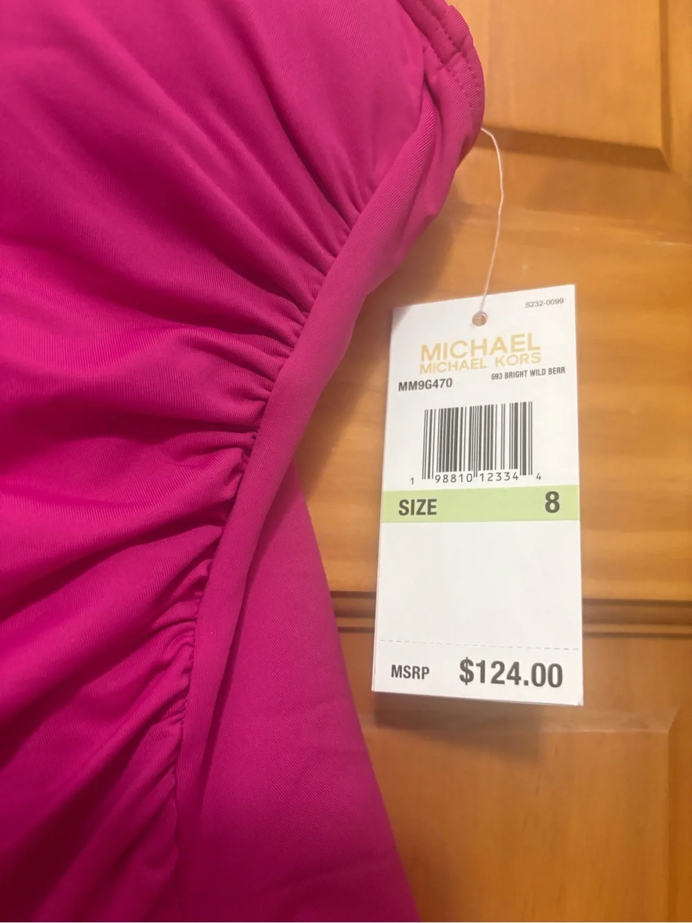 Michael Kors Fuscia One-Piece Swimsuit with Gold Hardware Size 8 NWT